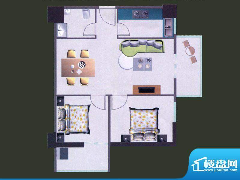 苹果公寓C户型 2室1面积:95.87m平米