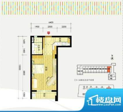 嘉富好第坊1-03户型面积:64.00m平米