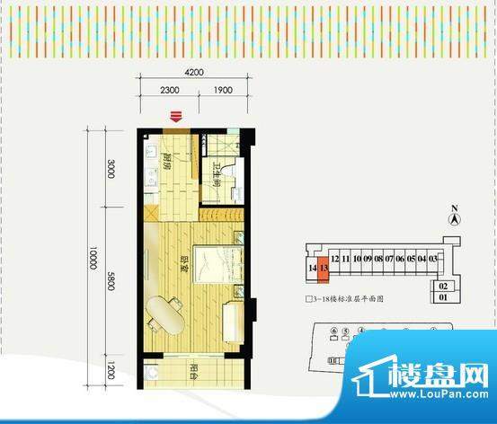 嘉富好第坊1-13户型面积:59.00m平米