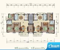 文星花园海棠苑H，I面积:143.00m平米