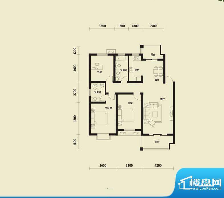 华发雅苑A1户型 3室面积:126.20m平米