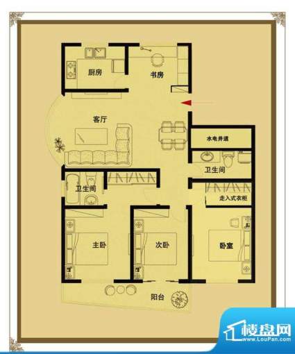 东豪名都A户型 4室2面积:160.00m平米