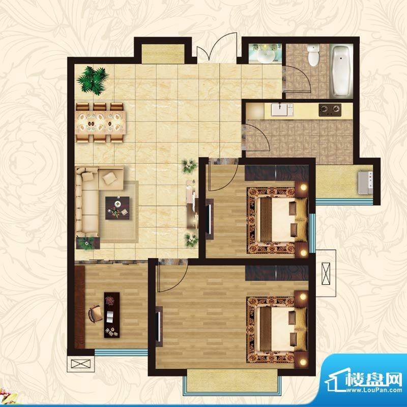 康和新城F-B2户型图面积:92.00平米