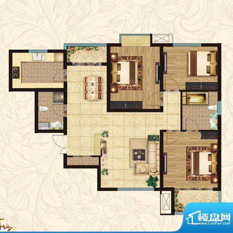 康和新城C-C1户型图面积:117.00平米