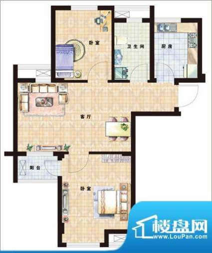 南山世纪花园K户型 面积:70.60平米