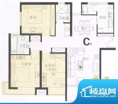 鼎城2008C1户型图 3面积:109.44平米