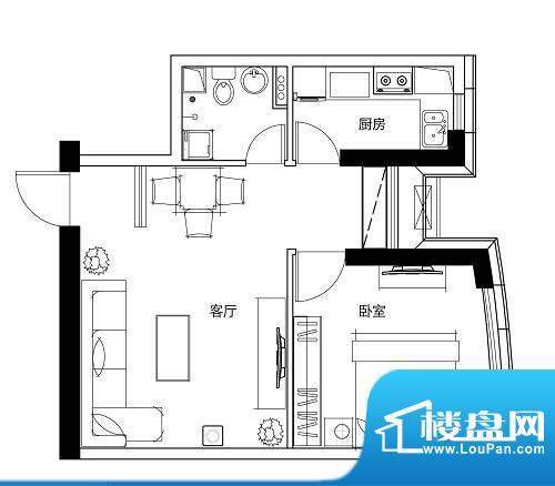 振华国际广场B1户型面积:59.00平米