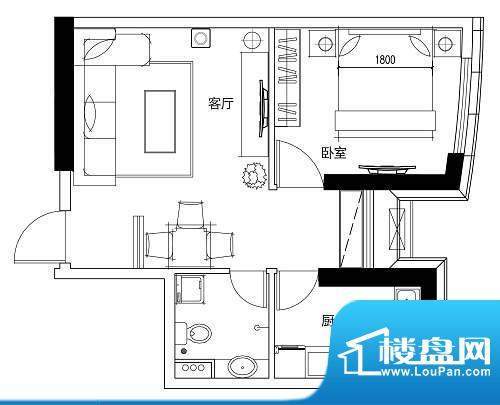 振华国际广场B2户型面积:56.08平米