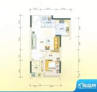 誉轩2栋03号标准层A面积:44.90平米