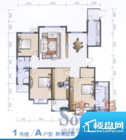 静海苑A4户型图 4室面积:176.00平米