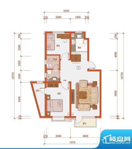 新兴北京郡10#楼S户面积:98.46平米