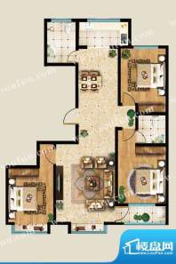 翰林世家户型 3室2厅面积:129.80m平米