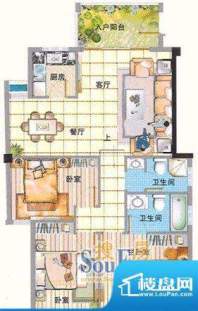 绿洲富城1-3号楼B1户面积:151.00m平米