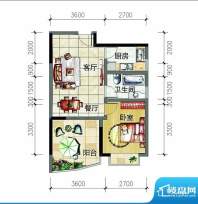 椰海明珠F1户型图 1面积:54.48平米