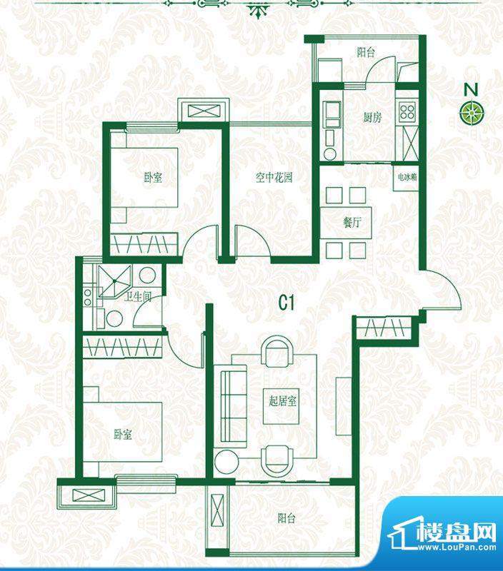 首开班芙春天高层1#面积:100.00平米