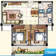 书香丽景 A1户型2室面积:86.00m平米