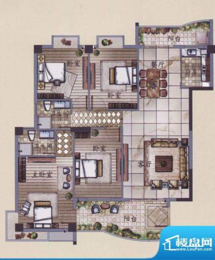 湖滨名城11栋A户型面积:138.00m平米