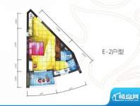 海拓澜湾E2户型 1室面积:52.00平米