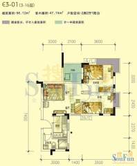 翰林二期8090HOUSE户面积:56.12平米