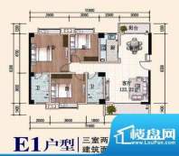 椰林山庄E1户型 3室面积:122.22平米