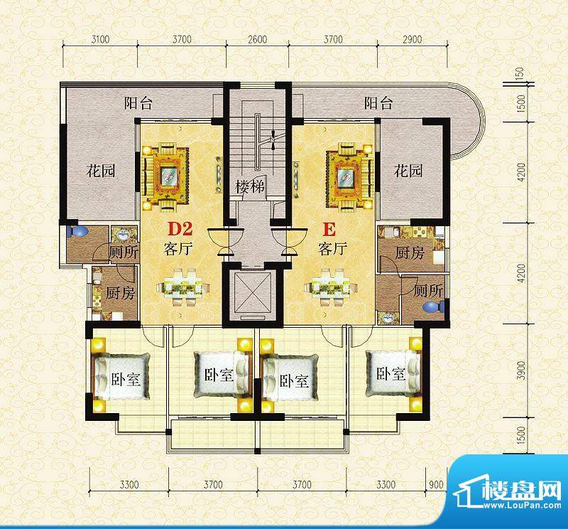 春华公寓D2/E户型图面积:213.01平米