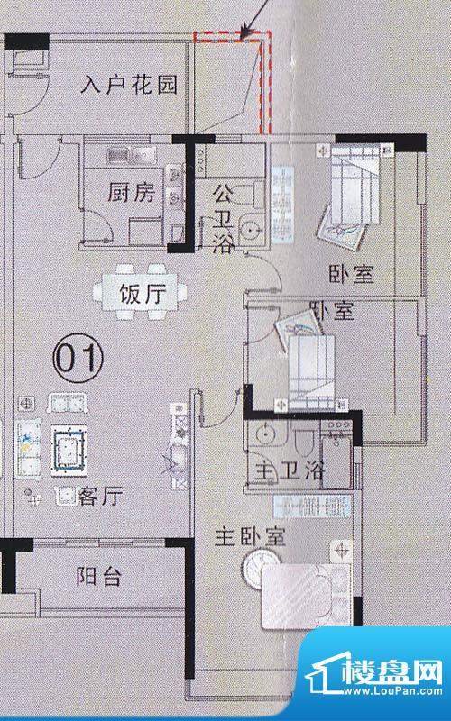 星誉花园2栋01单位 面积:120.00平米