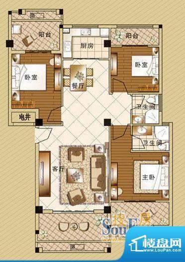 嘉泰皇家滨城户型3房面积:133.00m平米