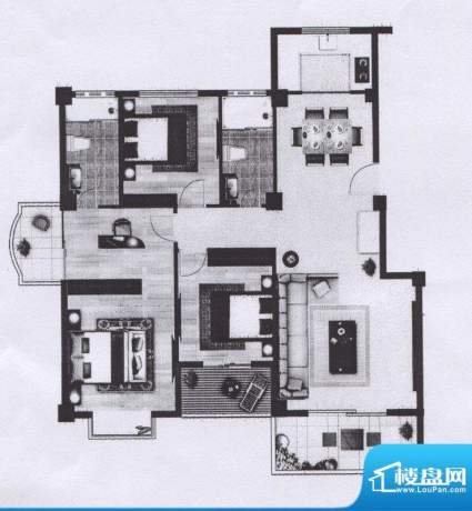 汇和新城6栋A户型面积:128.00m平米