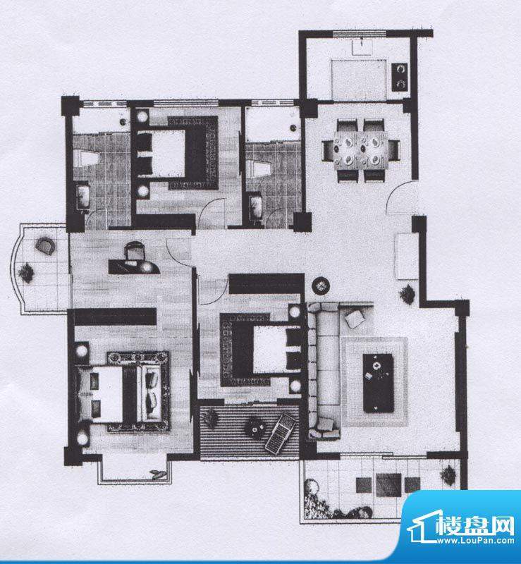 汇和新城6栋A户型面积:128.00m平米