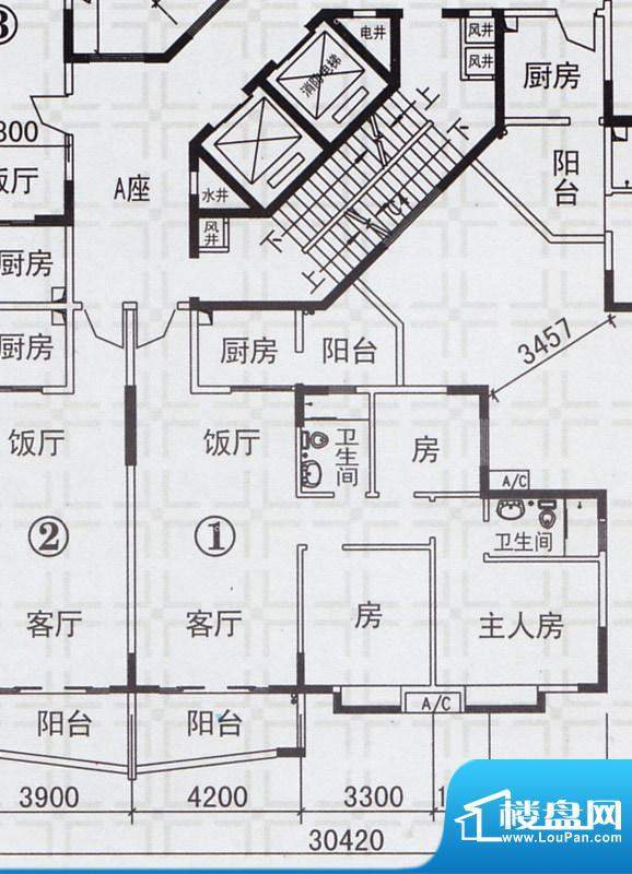 新都雅居A栋01户型 面积:118.20平米