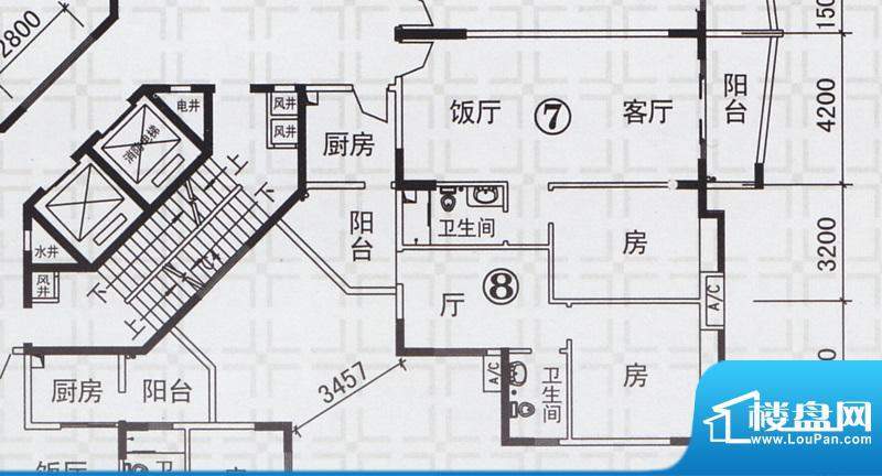 新都雅居A栋07-08户面积:128.22平米