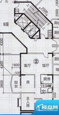 新都雅居B栋02户型 面积:97.53平米