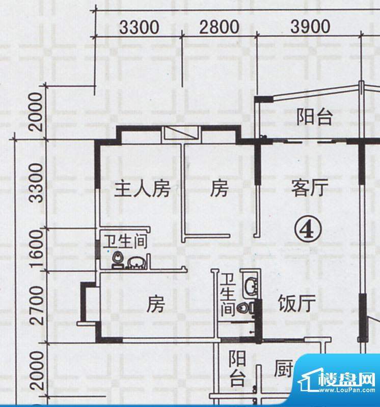 新都雅居B栋04户型 面积:108.42平米