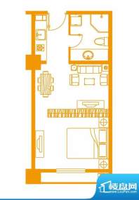云顶雅苑户型2 1室1面积:40.00平米