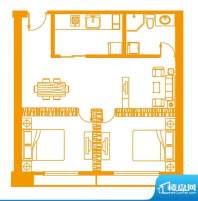 云顶雅苑户型5 2室2面积:80.00平米