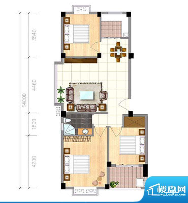 东方新城K1户型 3室面积:93.90m平米