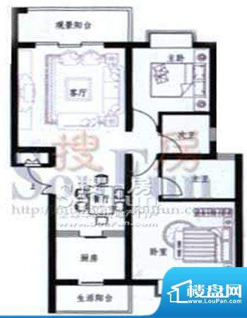梓锦新城A户型图 2室面积:87.74平米