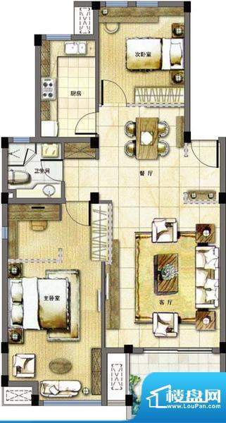 玖园A2 2室2厅1卫1厨面积:103.26平米