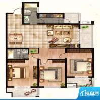 盛世金典F户型3室面积:142.70m平米