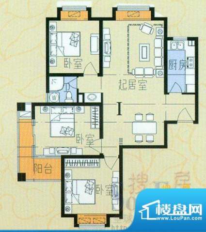 云山华庭I 3室2厅1卫面积:109.30m平米