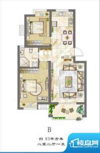 和风丽园B户型 2室2面积:85.00m平米