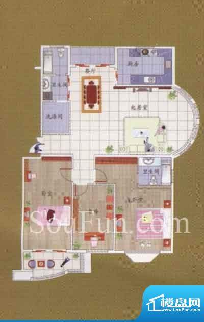 金王府3室2厅2卫 16面积:162.92平米