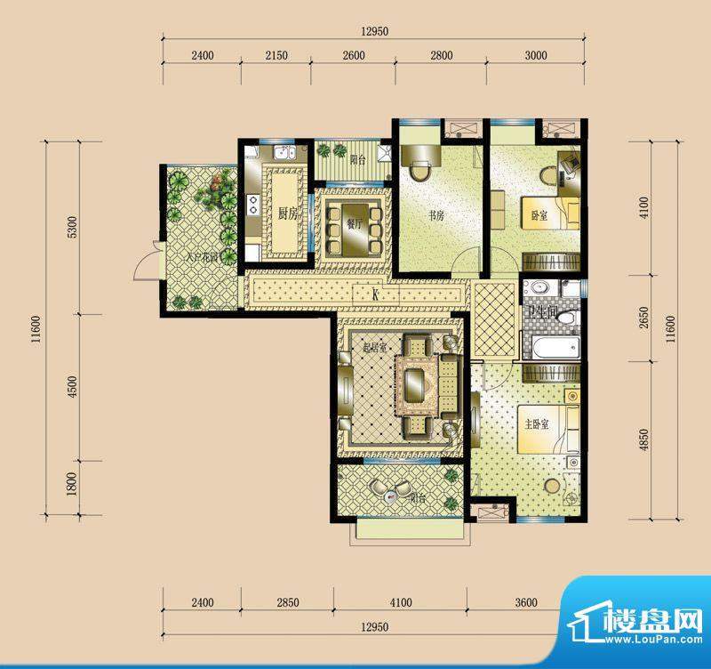 东方曼园一期K户型 面积:118.00平米