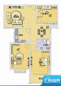 金陵天成k户型 3室2面积:107.00平米