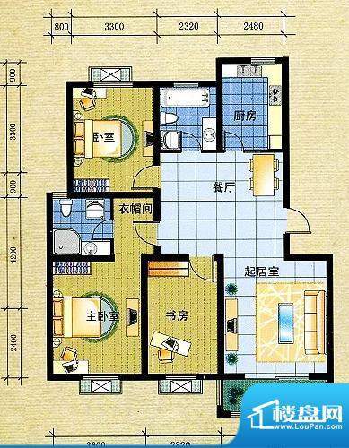 盘金华府一期1号楼标面积:108.00平米