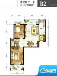 凤凰和熙B2 2室2厅1面积:89.00平米