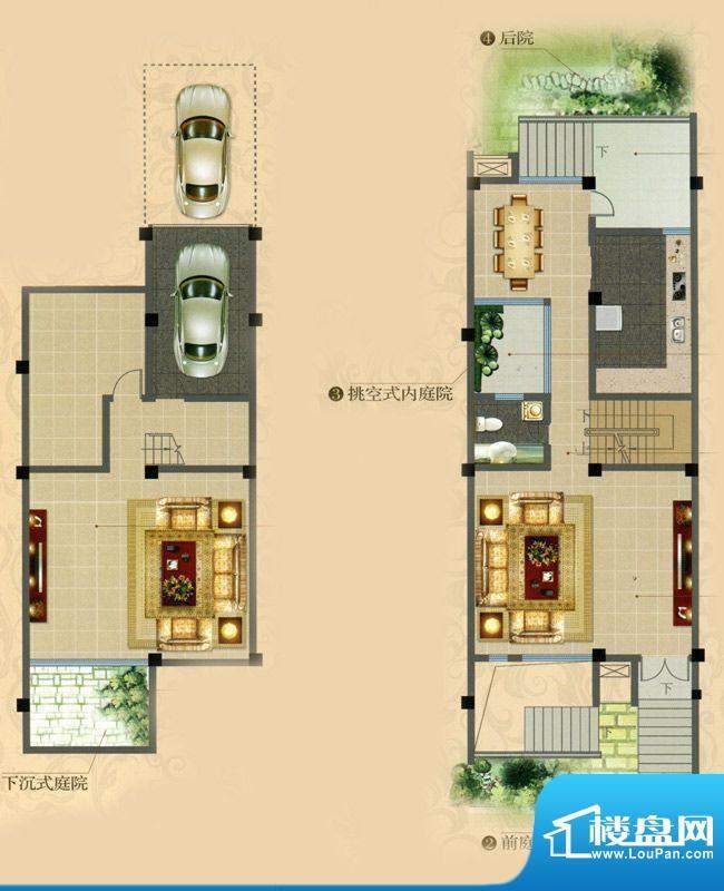 栖园联排别墅 L户型面积:200.00m平米