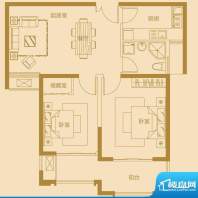 蓝岳相府E户型 2室2面积:88.35m平米