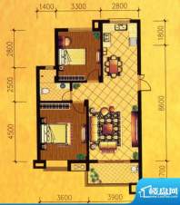 万泰国际花园B1户型面积:90.00m平米