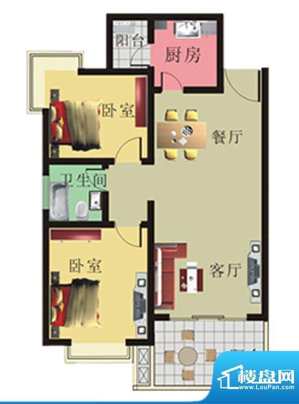 棕榈泉花园公寓4#、面积:88.39m平米